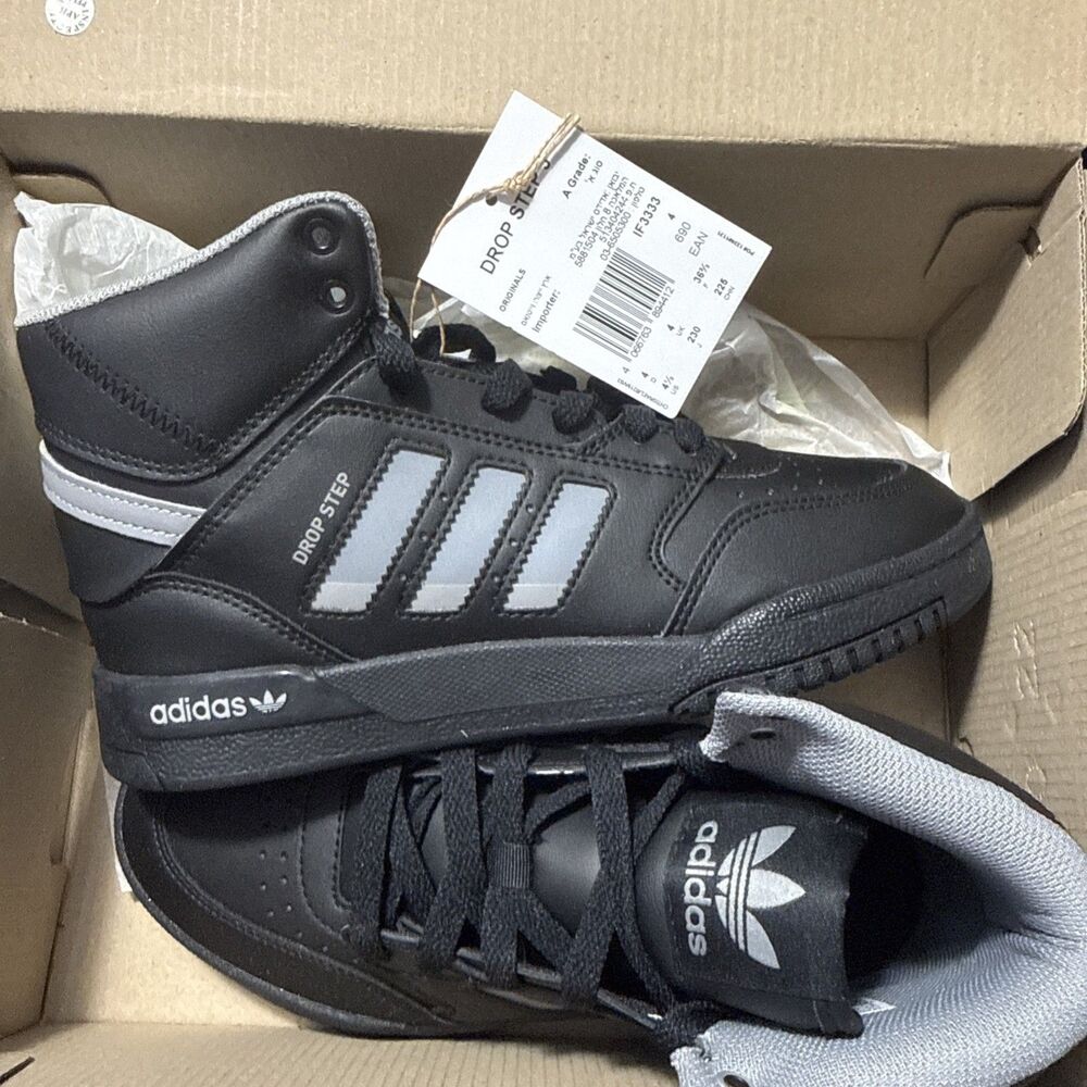 Adidas Drop Step Mid Kids Youth Size 4.5 Black Sneakers IF3333 New